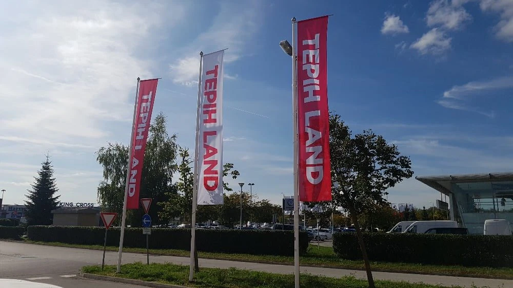 Reklamne zastave za jarbole, tunel na vrhu, karabineri bočno - slika 8