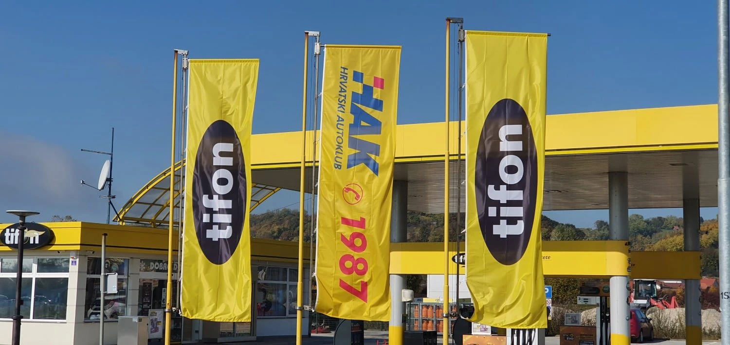 Reklamne zastave za jarbole, tunel na vrhu, karabineri bočno - slika 3